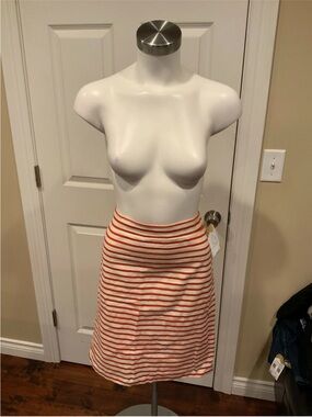 J Crew Red and ivory stripe linen blend no 2 pencil skirt 4